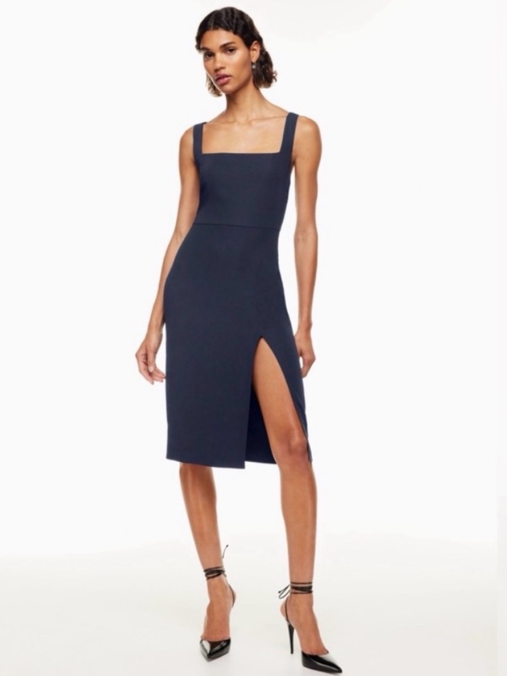 Aritzia Babaton 90’s Slit Dress Square-Neck Midi Dress with Thigh Slit